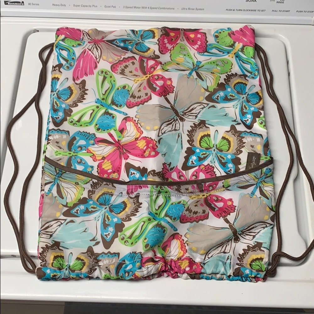 Thirty-one drawstring backpack bag w/zipper pocket